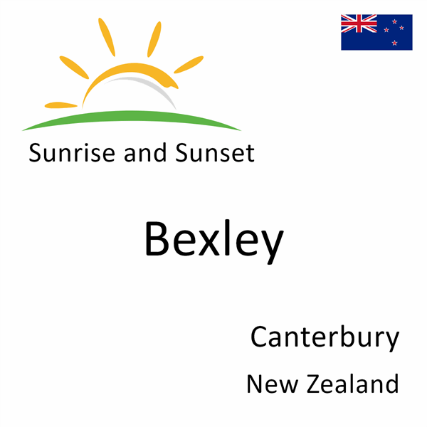 Sunrise and sunset times for Bexley, Canterbury, New Zealand