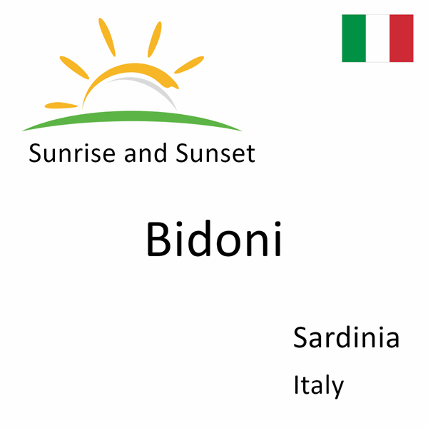 Sunrise and sunset times for Bidoni, Sardinia, Italy