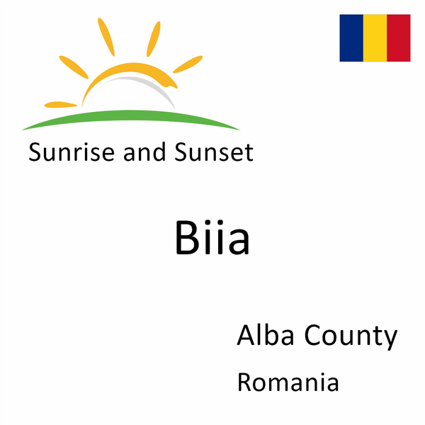 Sunrise and sunset times for Biia, Alba County, Romania