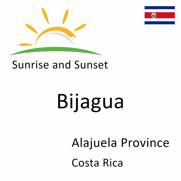 Sunrise and sunset times for Bijagua, Alajuela Province, Costa Rica