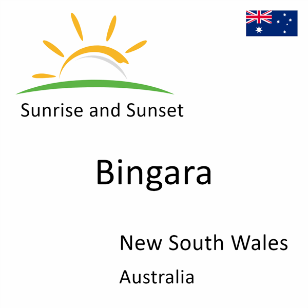 Sunrise and sunset times for Bingara, New South Wales, Australia