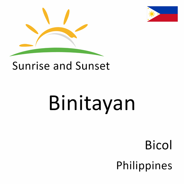 Sunrise and sunset times for Binitayan, Bicol, Philippines