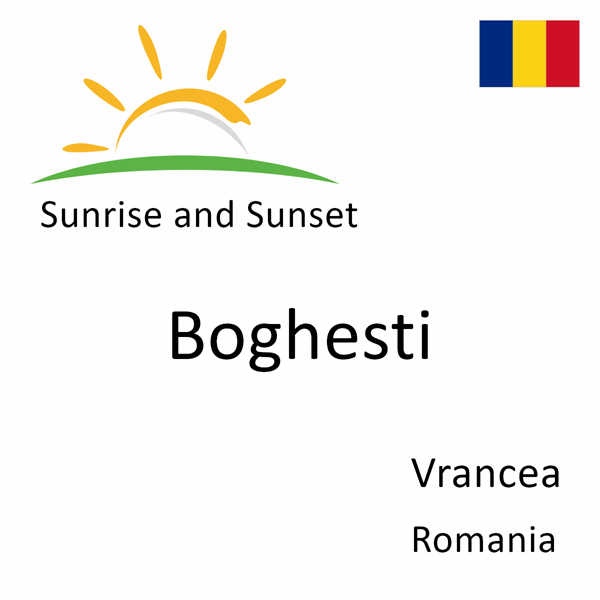 Sunrise and sunset times for Boghesti, Vrancea, Romania