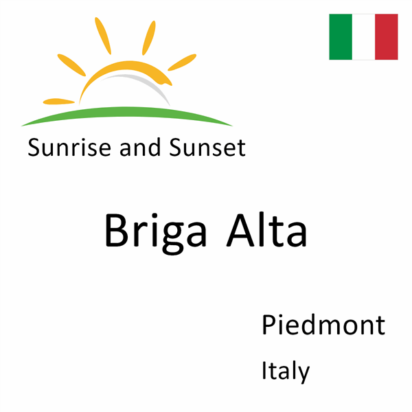 Sunrise and sunset times for Briga Alta, Piedmont, Italy