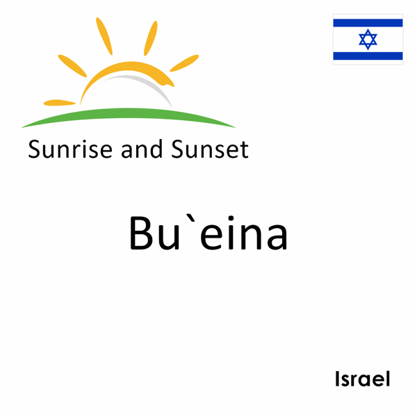 Sunrise and sunset times for Bu`eina, Israel