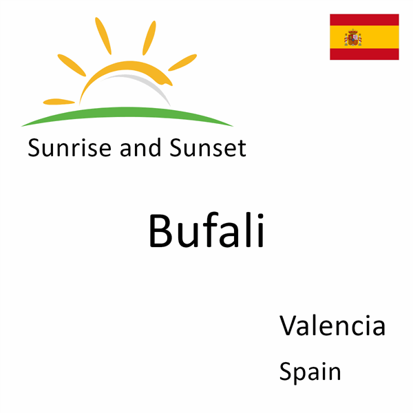 Sunrise and sunset times for Bufali, Valencia, Spain