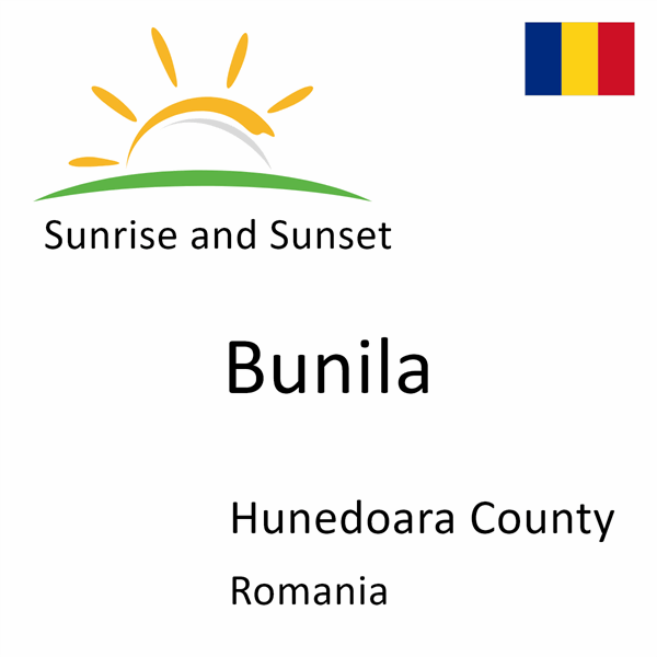 Sunrise and sunset times for Bunila, Hunedoara County, Romania