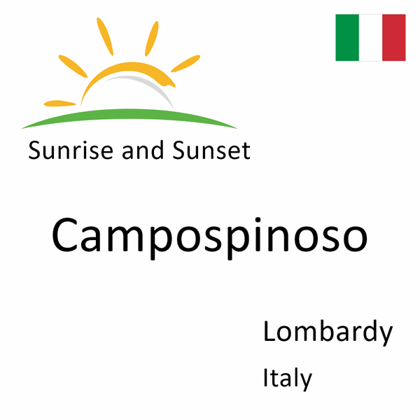 Sunrise and sunset times for Campospinoso, Lombardy, Italy