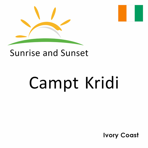 Sunrise and sunset times for Campt Kridi, Ivory Coast