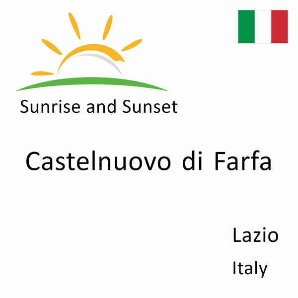 Sunrise and sunset times for Castelnuovo di Farfa, Lazio, Italy