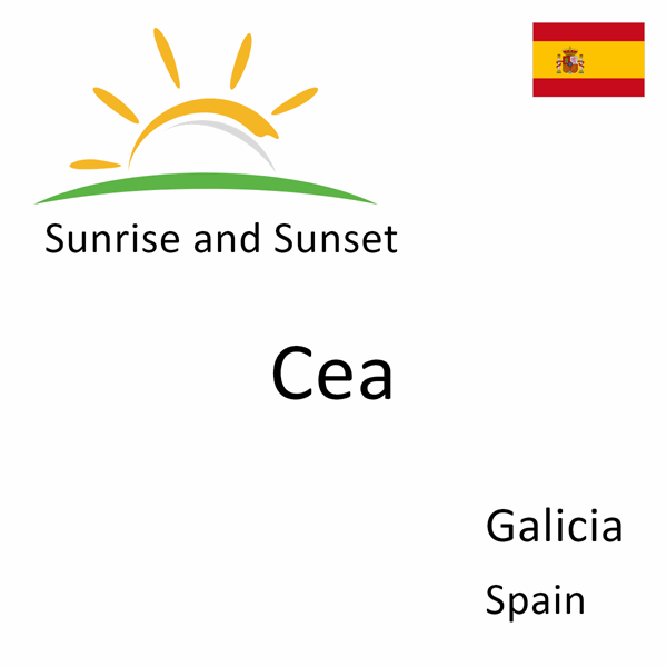 Sunrise and sunset times for Cea, Galicia, Spain