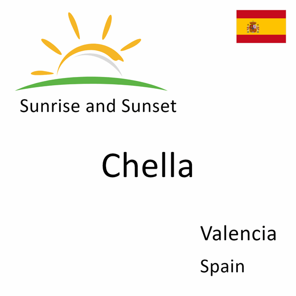 Sunrise and sunset times for Chella, Valencia, Spain