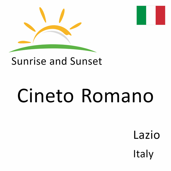 Sunrise and sunset times for Cineto Romano, Lazio, Italy