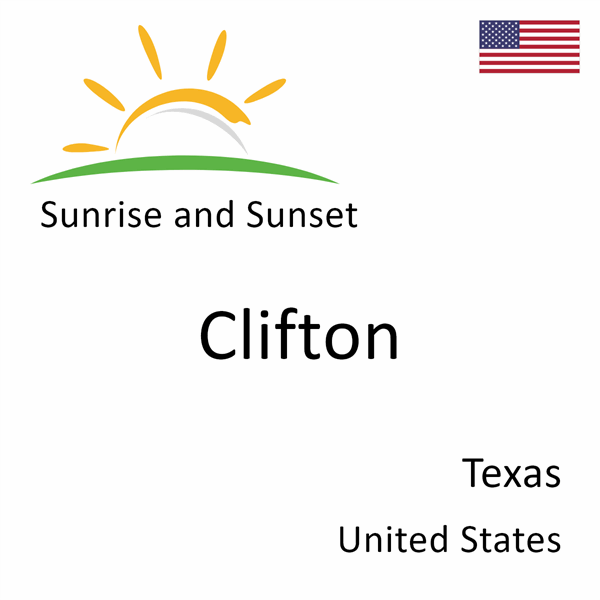 Sunrise and sunset times for Clifton, Texas, United States