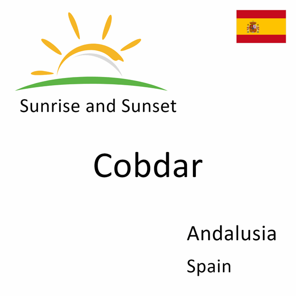 Sunrise and sunset times for Cobdar, Andalusia, Spain