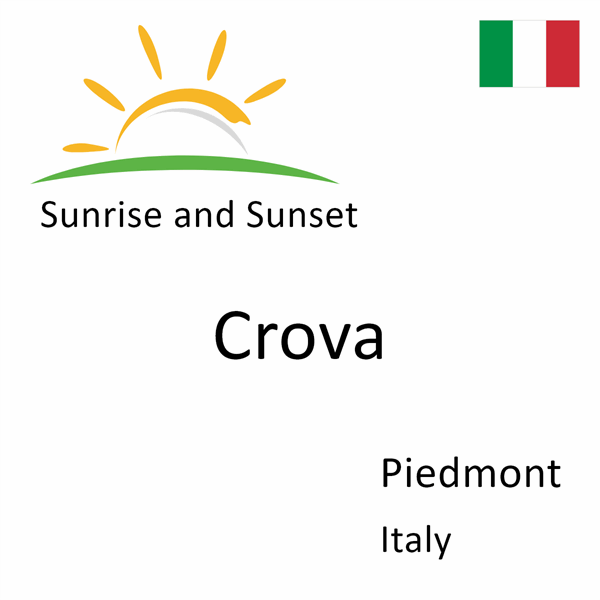 Sunrise and sunset times for Crova, Piedmont, Italy