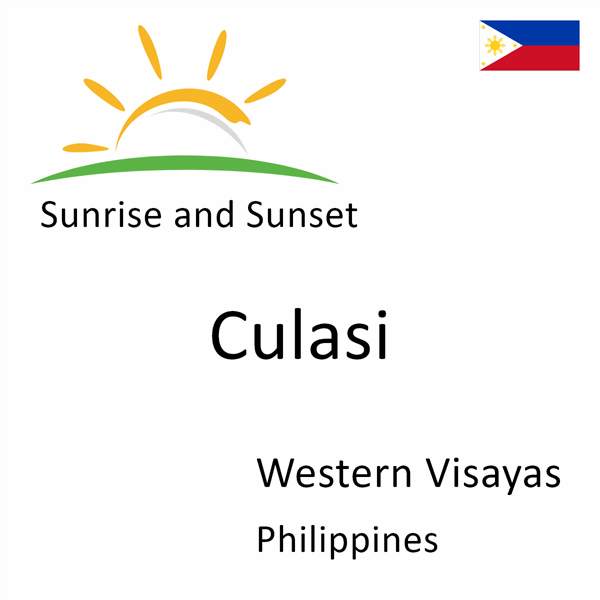 Sunrise and sunset times for Culasi, Western Visayas, Philippines