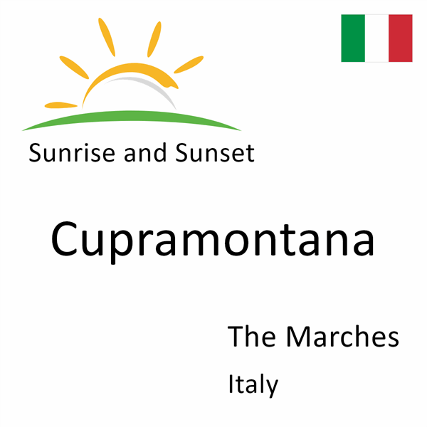 Sunrise and sunset times for Cupramontana, The Marches, Italy