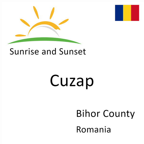 Sunrise and sunset times for Cuzap, Bihor County, Romania