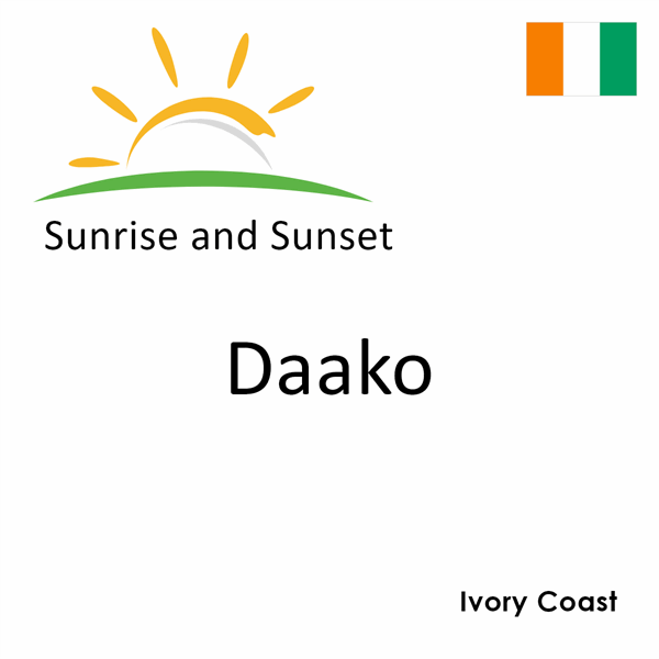 Sunrise and sunset times for Daako, Ivory Coast