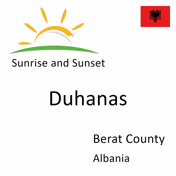 Sunrise and sunset times for Duhanas, Berat County, Albania