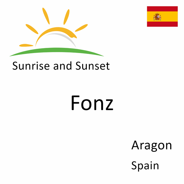 Sunrise and sunset times for Fonz, Aragon, Spain