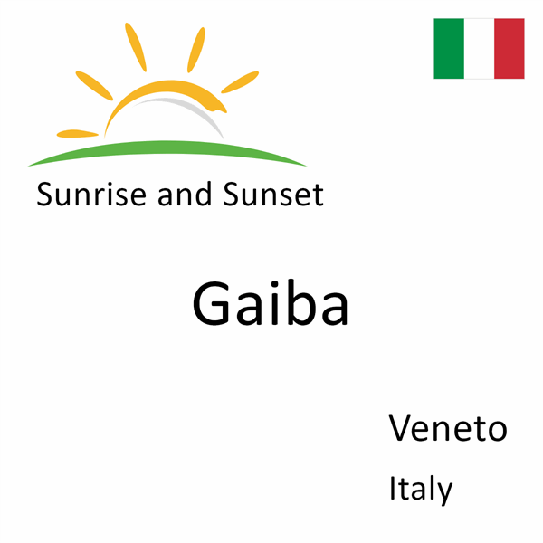 Sunrise and sunset times for Gaiba, Veneto, Italy