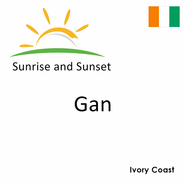 Sunrise and sunset times for Gan, Ivory Coast