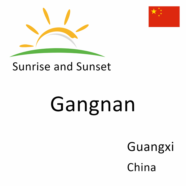 Sunrise and sunset times for Gangnan, Guangxi, China