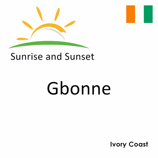 Sunrise and sunset times for Gbonne, Ivory Coast