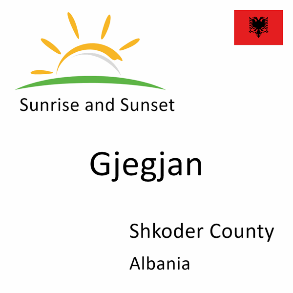 Sunrise and sunset times for Gjegjan, Shkoder County, Albania