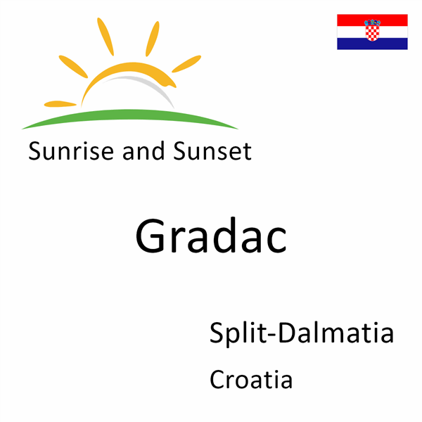 Sunrise and sunset times for Gradac, Split-Dalmatia, Croatia