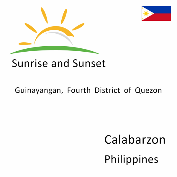 Sunrise and sunset times for Guinayangan, Fourth District of Quezon, Calabarzon, Philippines