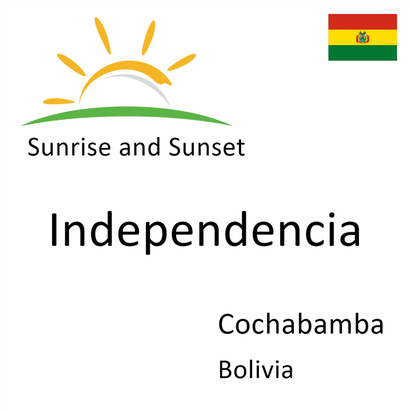 Sunrise and sunset times for Independencia, Cochabamba, Bolivia