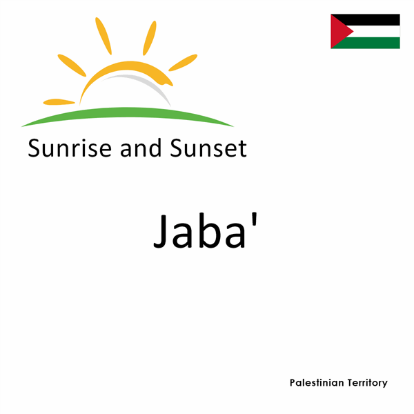 Sunrise and sunset times for Jaba', Palestinian Territory