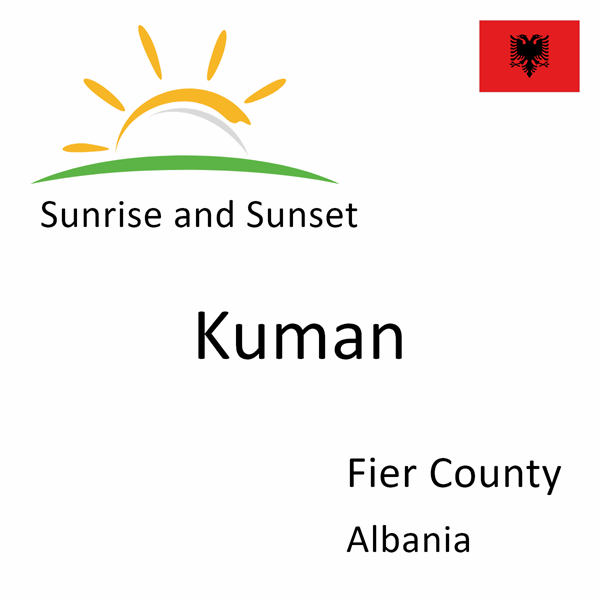 Sunrise and sunset times for Kuman, Fier County, Albania