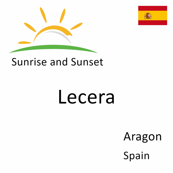 Sunrise and sunset times for Lecera, Aragon, Spain