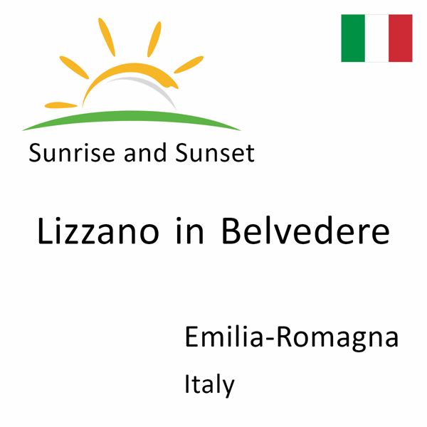 Sunrise and sunset times for Lizzano in Belvedere, Emilia-Romagna, Italy