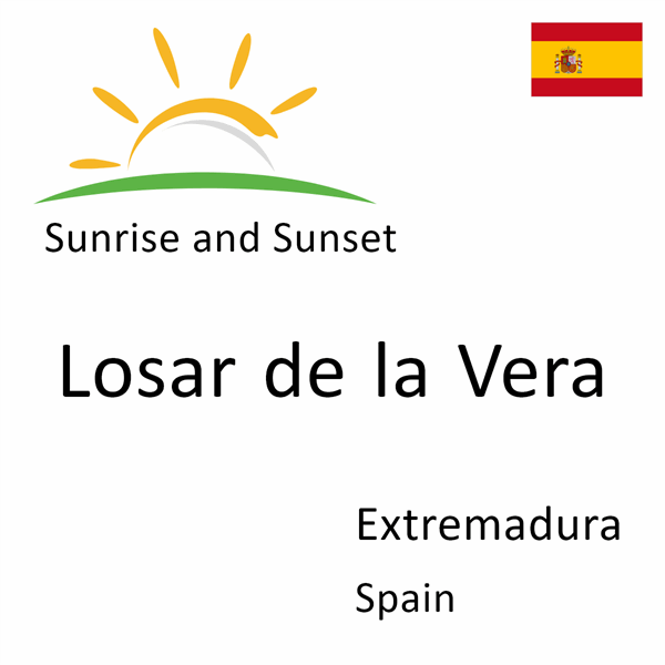 Sunrise and sunset times for Losar de la Vera, Extremadura, Spain