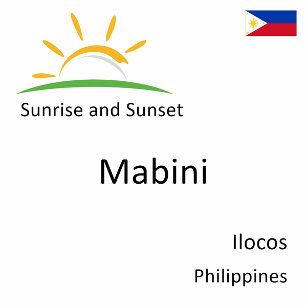 Sunrise and sunset times for Mabini, Ilocos, Philippines