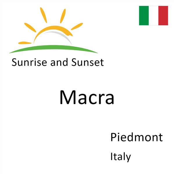 Sunrise and sunset times for Macra, Piedmont, Italy