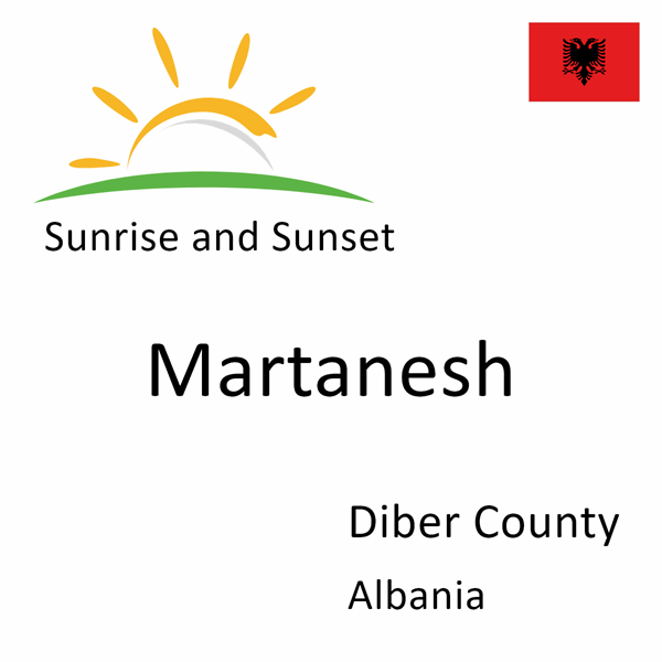 Sunrise and sunset times for Martanesh, Diber County, Albania