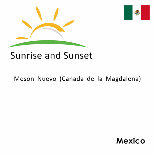 Sunrise and sunset times for Meson Nuevo (Canada de la Magdalena), Mexico