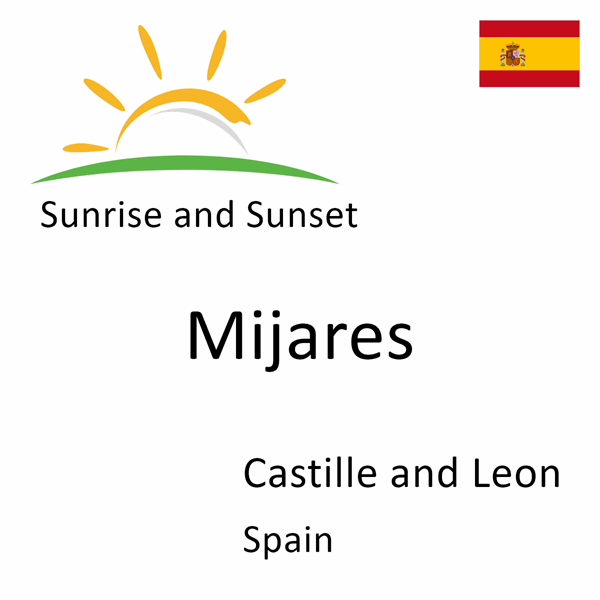 Sunrise and sunset times for Mijares, Castille and Leon, Spain