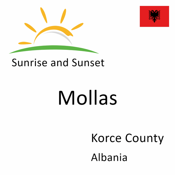 Sunrise and sunset times for Mollas, Korce County, Albania