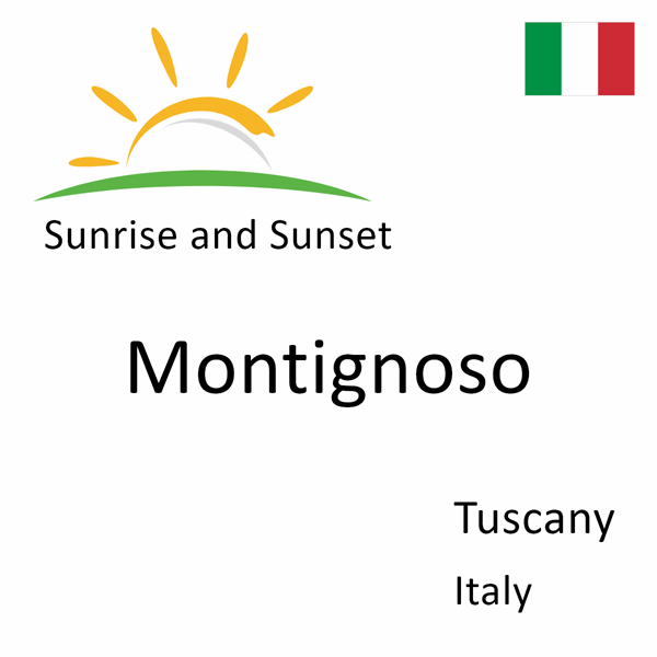 Sunrise and sunset times for Montignoso, Tuscany, Italy