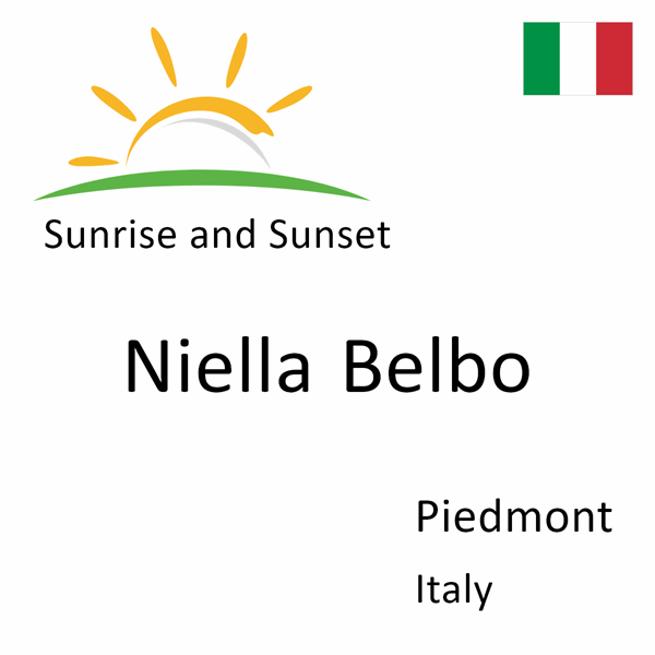 Sunrise and sunset times for Niella Belbo, Piedmont, Italy