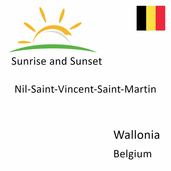 Sunrise and sunset times for Nil-Saint-Vincent-Saint-Martin, Wallonia, Belgium