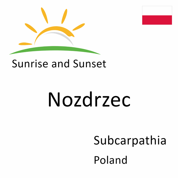 Sunrise and sunset times for Nozdrzec, Subcarpathia, Poland