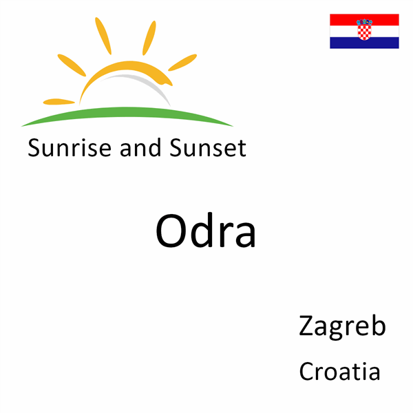 Sunrise and sunset times for Odra, Zagreb, Croatia